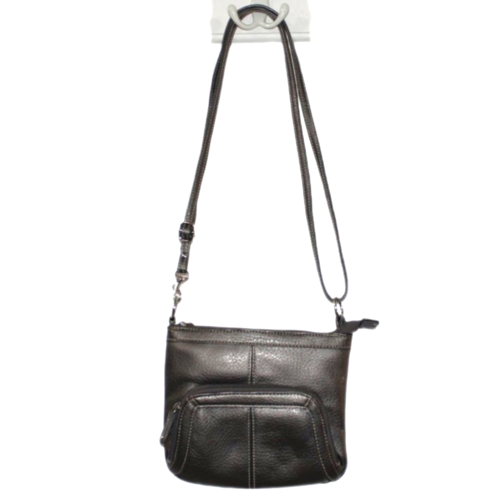 💟 Pewter Metallic Crossbody Purse with Side Pocket 7" x 8"